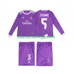 Camisola Real Madrid ZIDANE 5 2016 Retro Criança Equipamento Segundo Manga Comprida